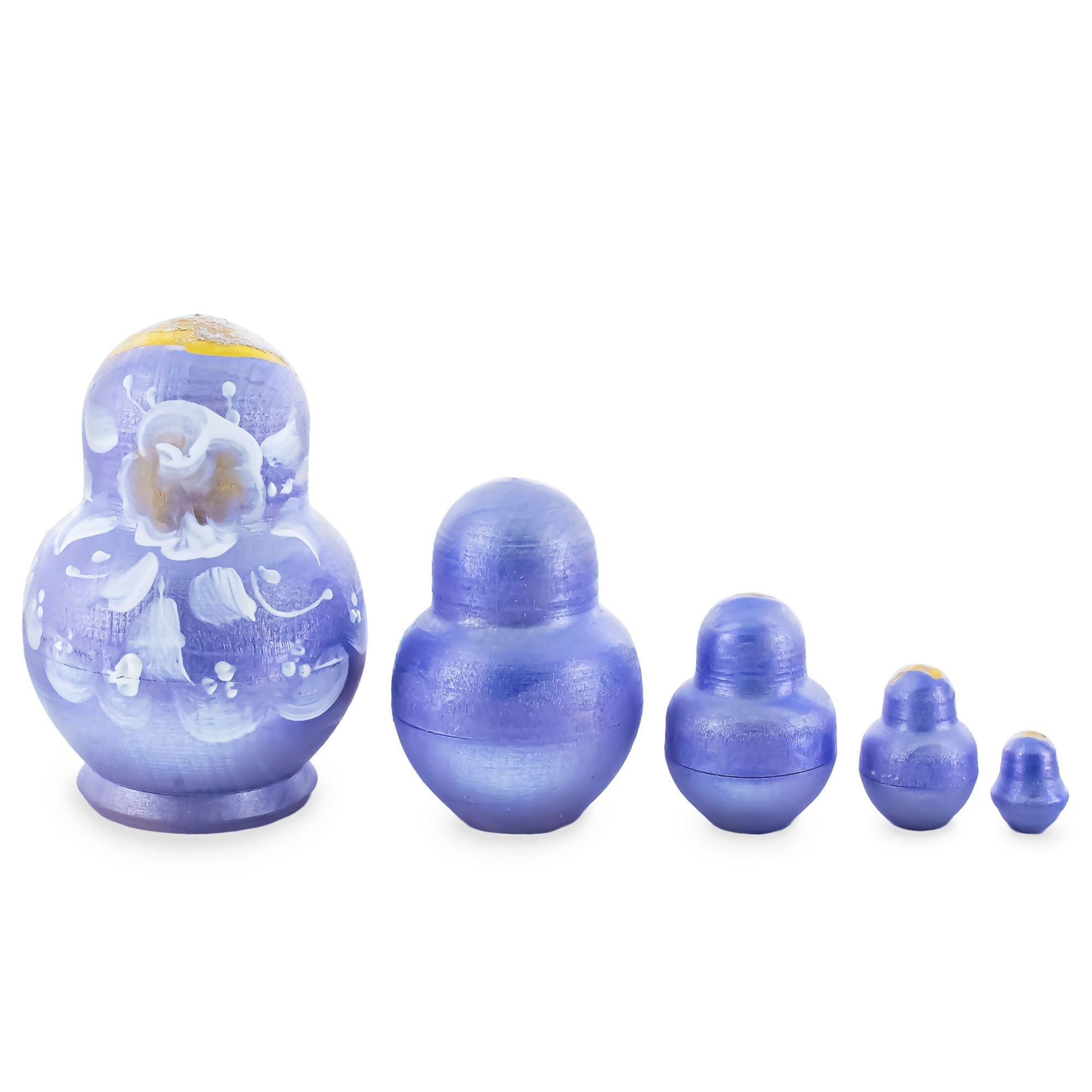 Purple Color with White Color Flowers Wooden Nesting Dolls Nesting Dolls > Flowers La Vie Bien Purple Color with White Color Flowers Wooden Nesting Dolls