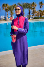 Purple Full Coverage Modest Swimwear Burkini Set M2527-2 Covered Burkini Swimwear La Vie Bien Purple Full Coverage Modest Swimwear Burkini Set M2527-2