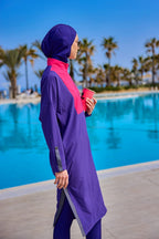 Purple Full Coverage Modest Swimwear Burkini Set M2527-2 Covered Burkini Swimwear La Vie Bien Purple Full Coverage Modest Swimwear Burkini Set M2527-2
