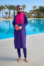 Purple Full Coverage Modest Swimwear Burkini Set M2527-2 Covered Burkini Swimwear La Vie Bien Purple Full Coverage Modest Swimwear Burkini Set M2527-2