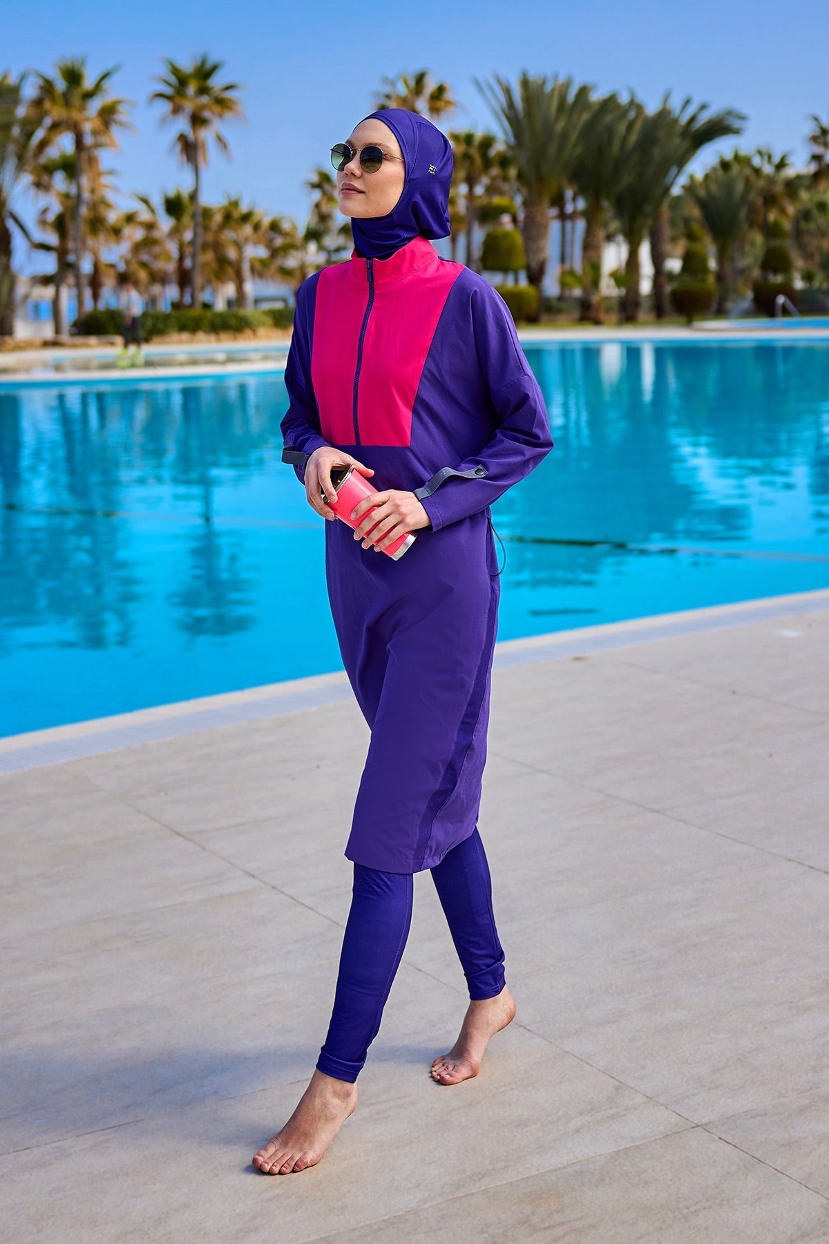 Purple Full Coverage Modest Swimwear Burkini Set M2527-2 Covered Burkini Swimwear La Vie Bien Purple Full Coverage Modest Swimwear Burkini Set M2527-2