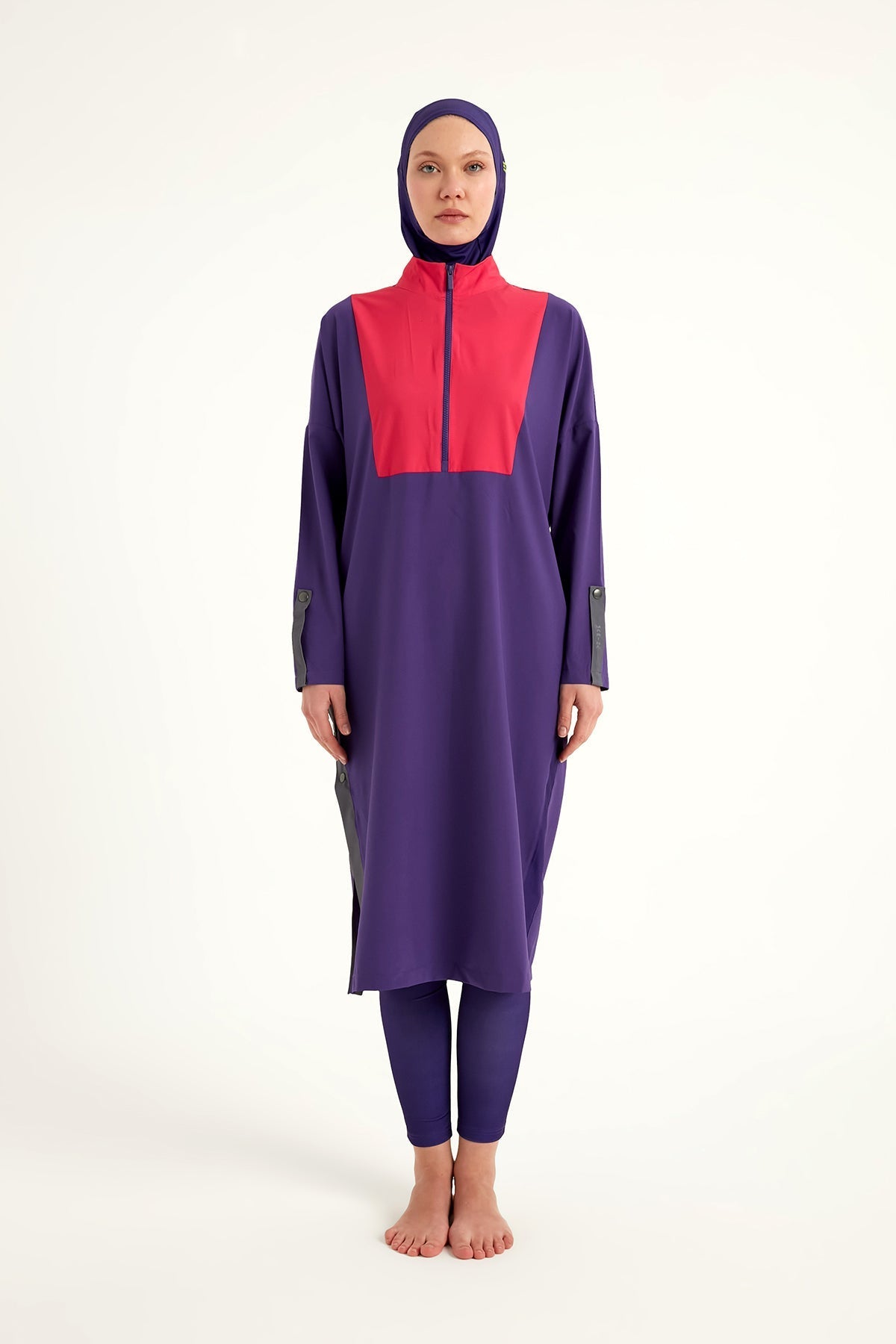 Purple Full Coverage Modest Swimwear Burkini Set M2527-2 Covered Burkini Swimwear La Vie Bien Purple Full Coverage Modest Swimwear Burkini Set M2527-2