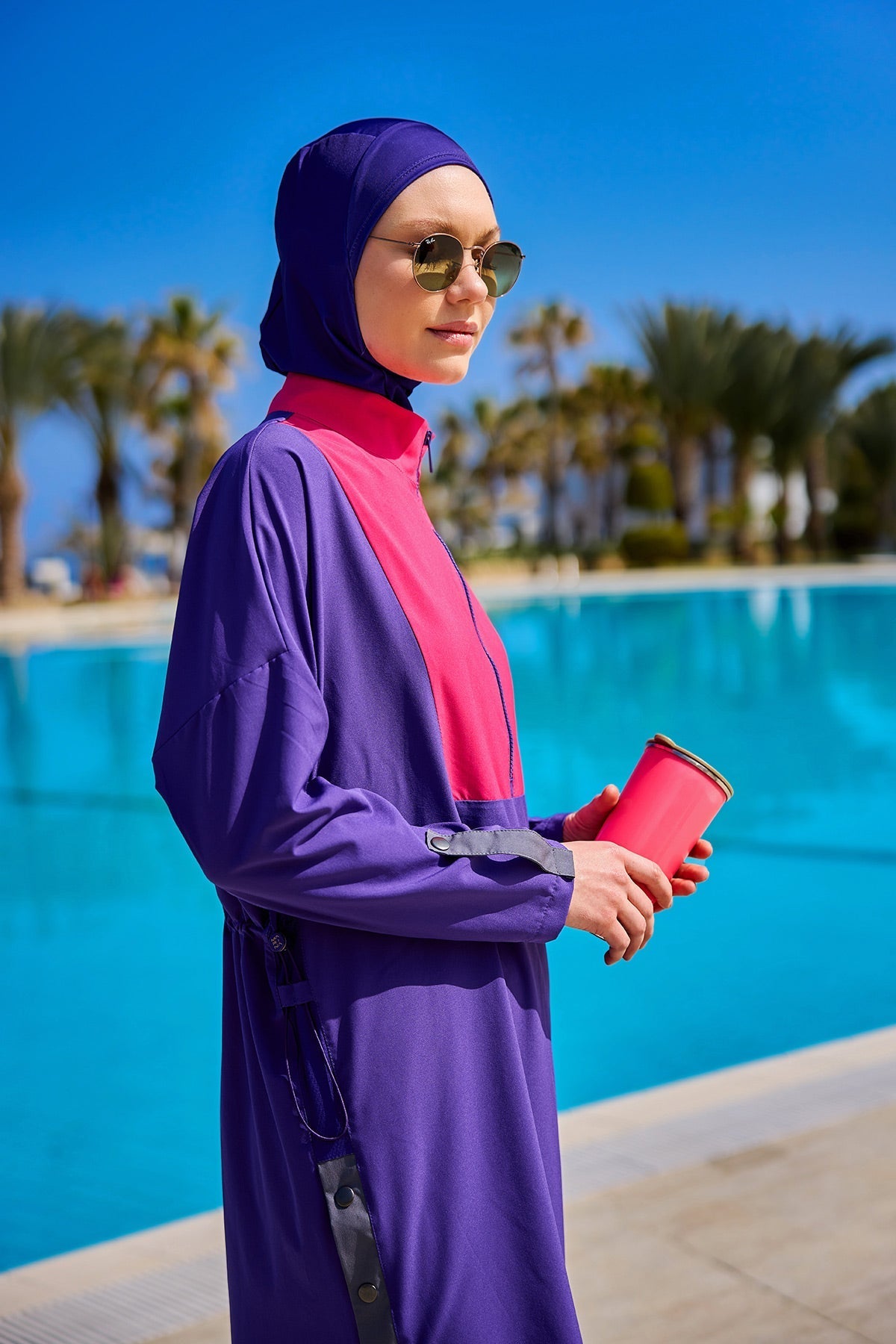 Purple Full Coverage Modest Swimwear Burkini Set M2527-2 Covered Burkini Swimwear La Vie Bien Purple Full Coverage Modest Swimwear Burkini Set M2527-2