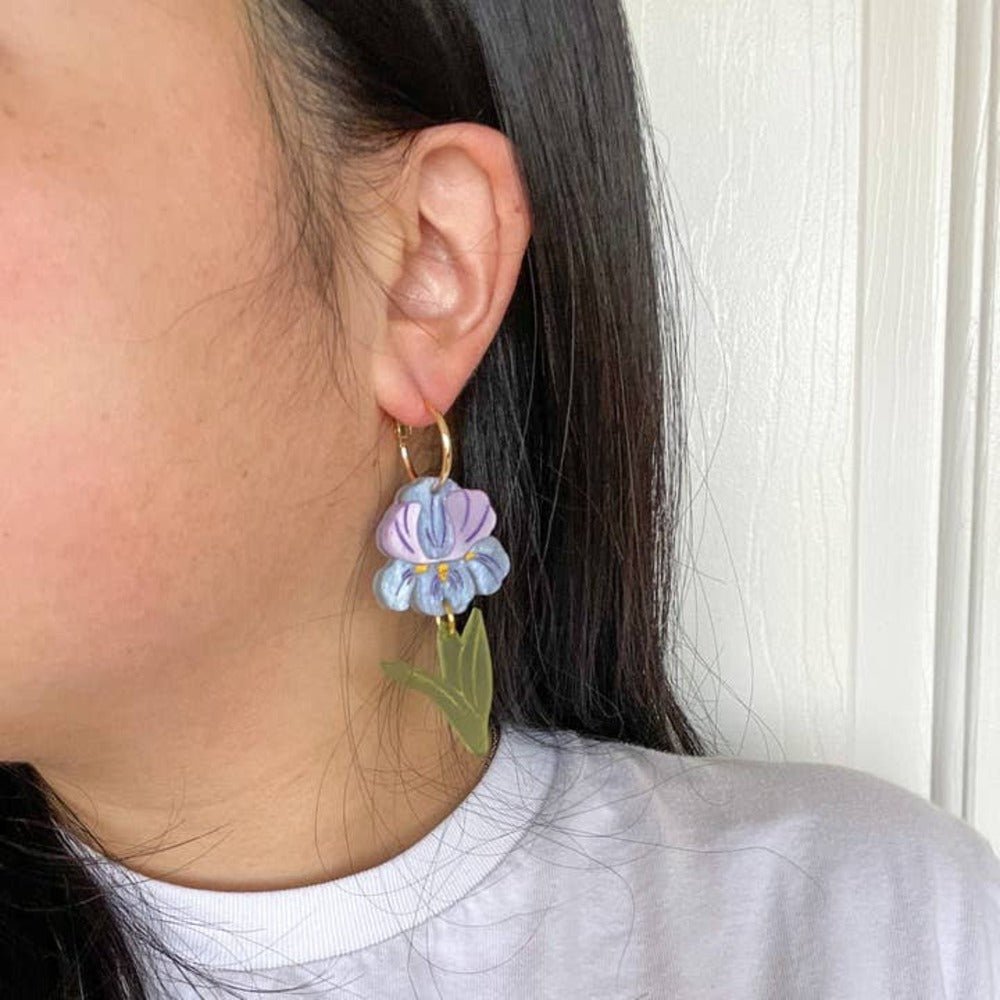 Purple Iris Acrylic Earrings Earrings and Accessories La Vie Bien Purple Iris Acrylic Earrings