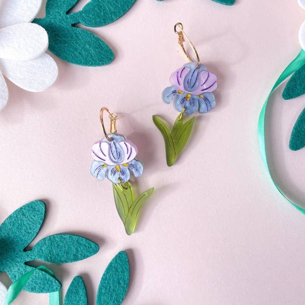 Purple Iris Acrylic Earrings Earrings and Accessories La Vie Bien Purple Iris Acrylic Earrings