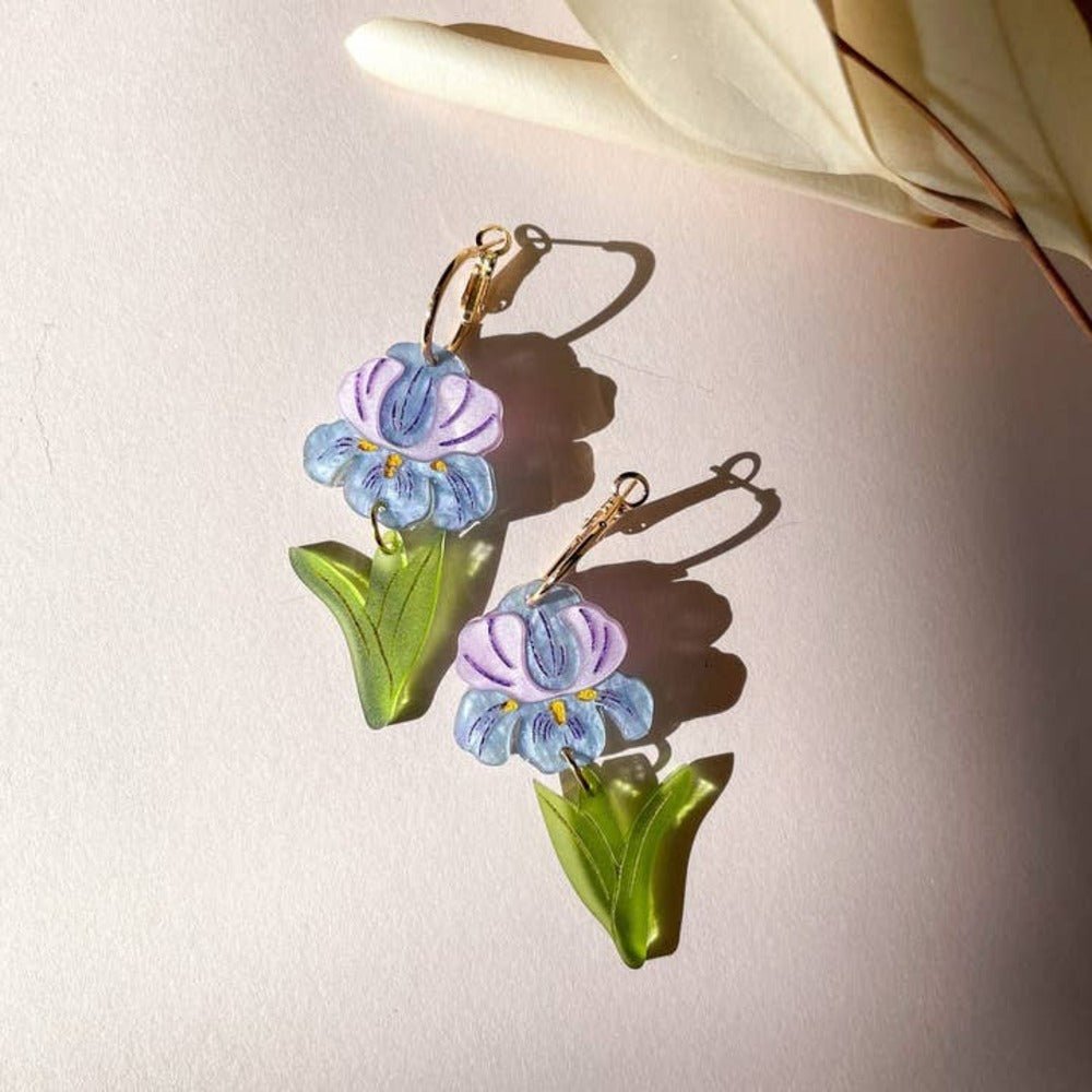 Purple Iris Acrylic Earrings Earrings and Accessories La Vie Bien Purple Iris Acrylic Earrings