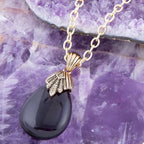 Purple Quartz Teardrop Golden Pendant Necklace by Barse Jewelry