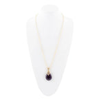 Purple Quartz Teardrop Golden Pendant Necklace by Barse Jewelry