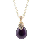 Purple Quartz Teardrop Golden Pendant Necklace by Barse Jewelry