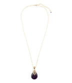 Purple Quartz Teardrop Golden Pendant Necklace by Barse Jewelry