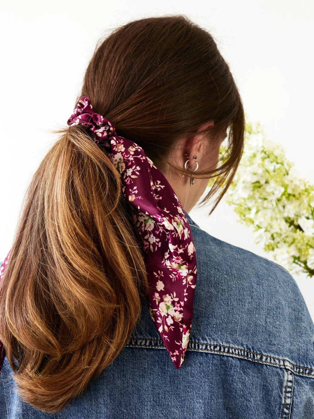 Purple Satin Scarf Scrunchie by Ash & Rose