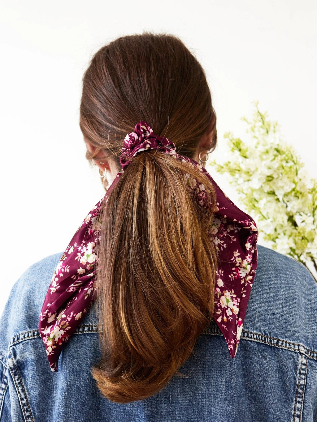 Purple Satin Scarf Scrunchie by Ash & Rose