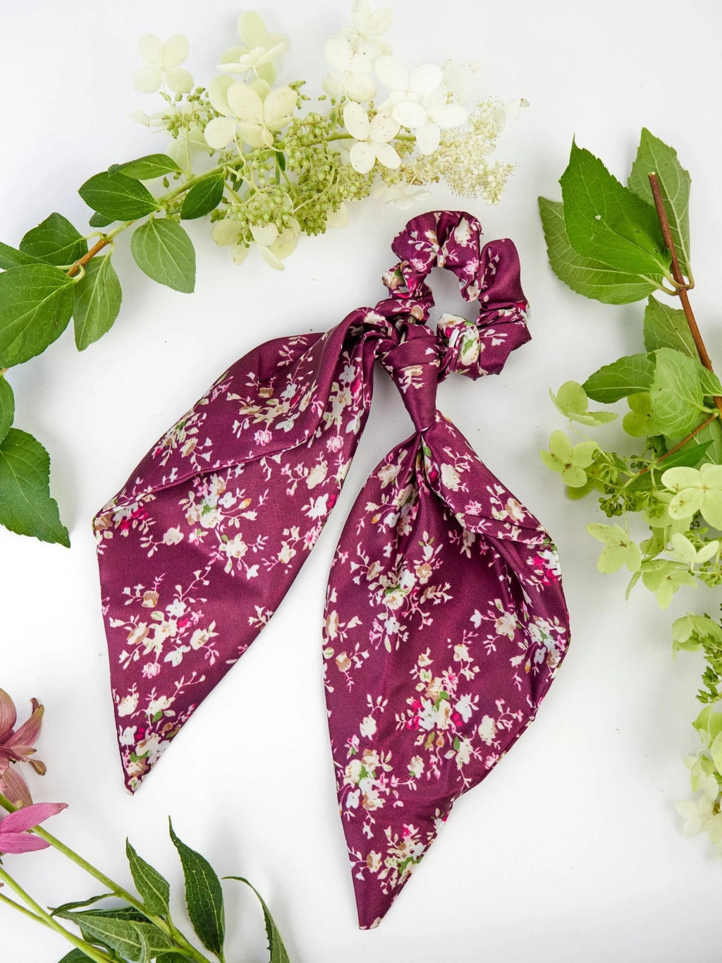 Purple Satin Scarf Scrunchie by Ash & Rose