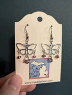 Purple silver beaded butterfly earrings Handmade Jewelry La Vie Bien Purple silver beaded butterfly earrings