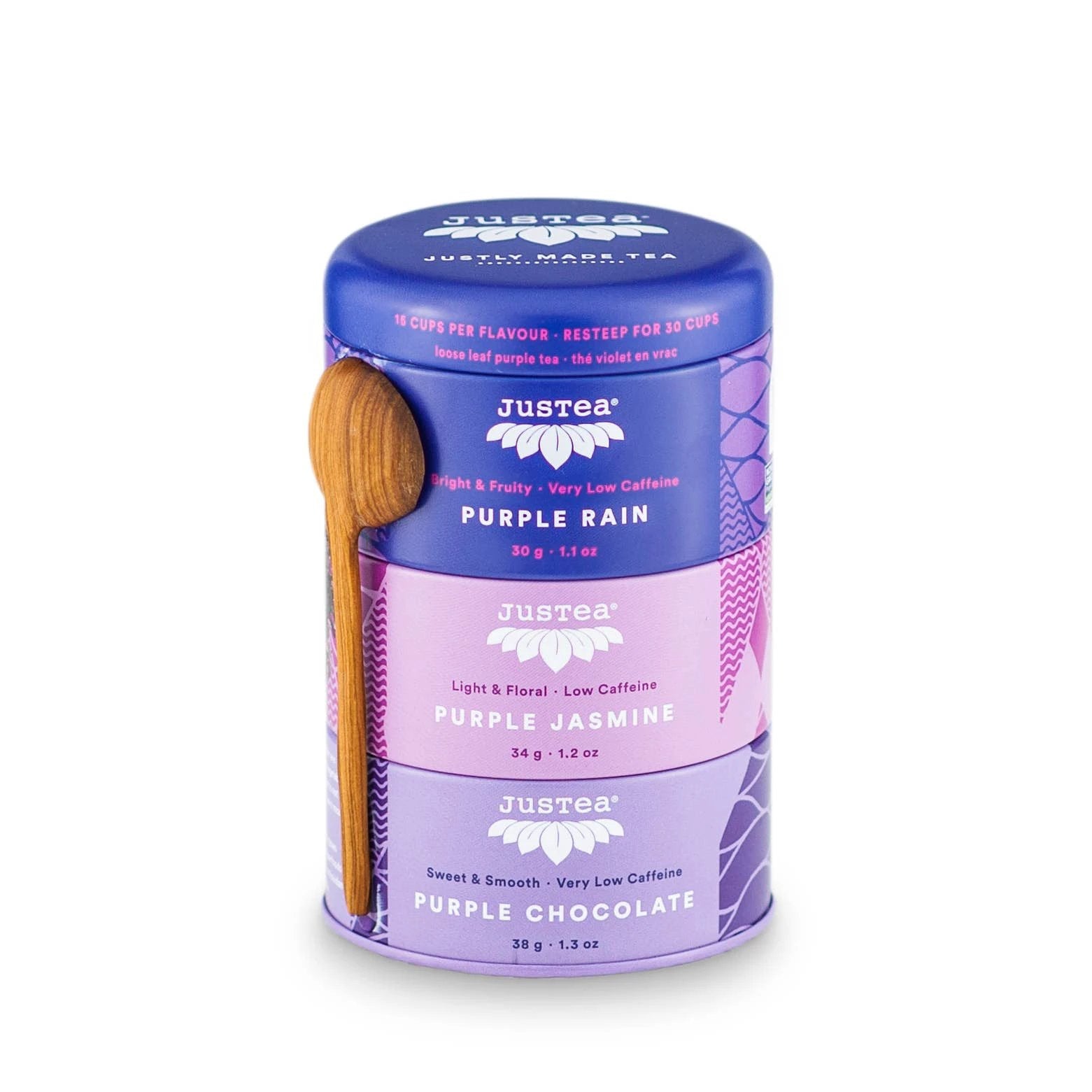 Purple Tea Trio Tin & Spoon - Organic, Fair-Trade Tea Gift by Ethical Trade Co