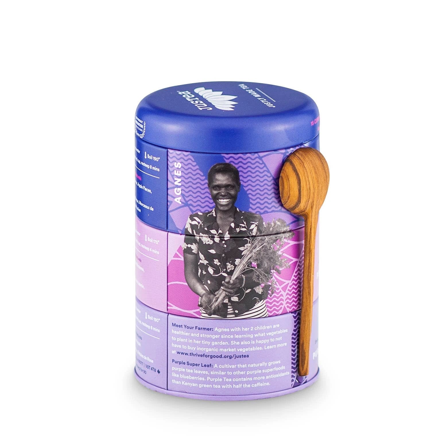 Purple Tea Trio Tin & Spoon - Organic, Fair-Trade Tea Gift by Ethical Trade Co