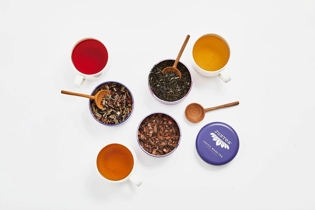 Purple Tea Trio Tin & Spoon - Organic, Fair-Trade Tea Gift by Ethical Trade Co