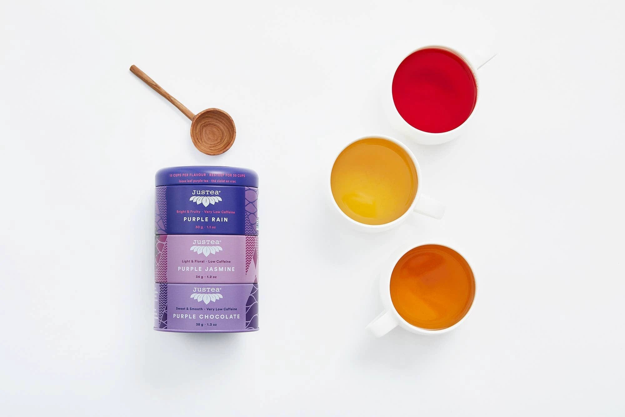 Purple Tea Trio Tin & Spoon - Organic, Fair-Trade Tea Gift by Ethical Trade Co