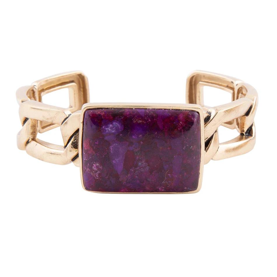 Purple Turquoise Golden Cuff Bracelet by Barse Jewelry