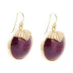 Purple Turquoise Circle Golden Drop Earrings by Barse Jewelry