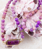 Purple Turquoise Linked Golden Necklace by Barse Jewelry