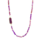 Purple Turquoise Linked Golden Necklace by Barse Jewelry