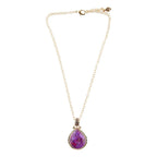 Purple Turquoise Teardrop Golden Pendant Necklace by Barse Jewelry