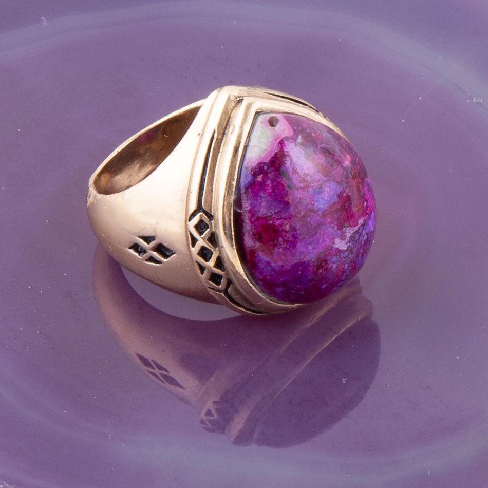Purple Turquoise Golden Teardrop Ring by Barse Jewelry