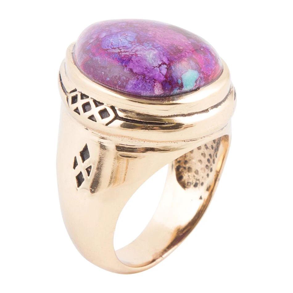 Purple Turquoise Golden Teardrop Ring by Barse Jewelry