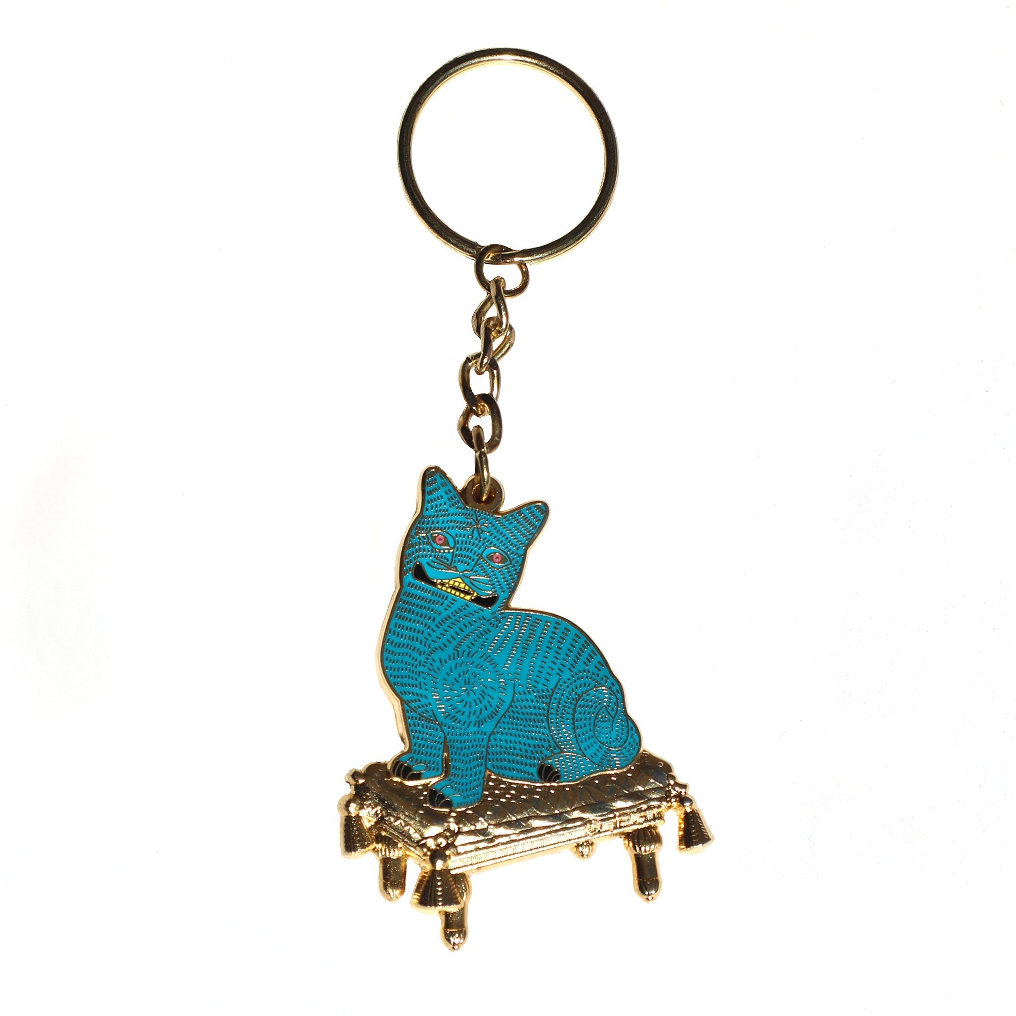 Purrquoise Cat Enamel Keychain APPAREL La Vie Bien Purrquoise Cat Enamel Keychain