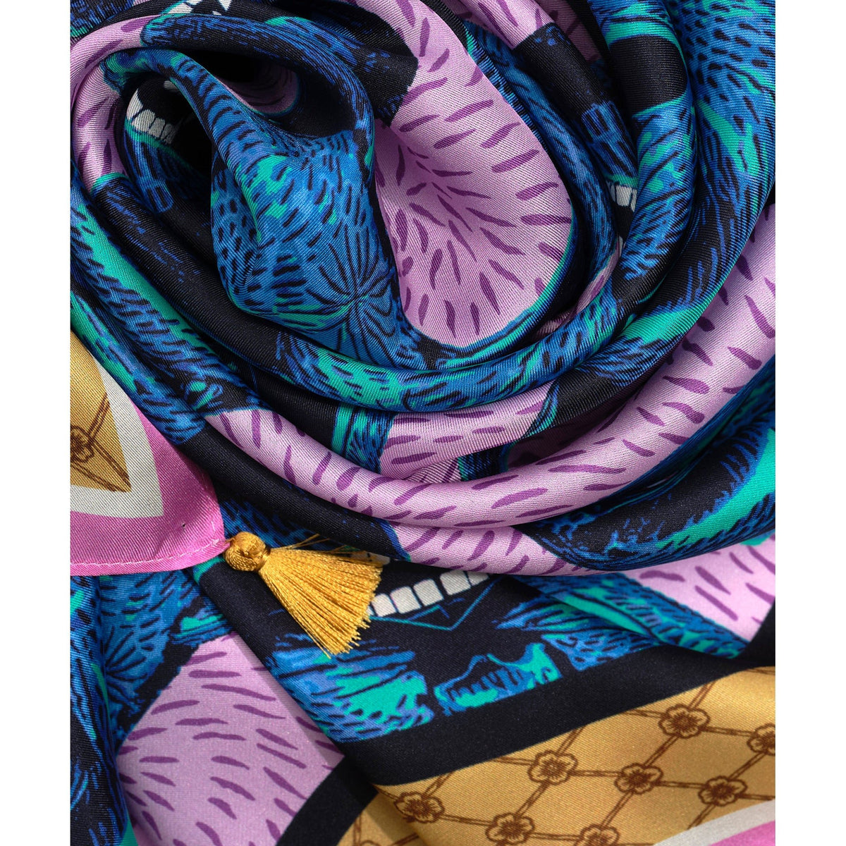 Purrquoise Cat Silk Scarf APPAREL La Vie Bien Purrquoise Cat Silk Scarf