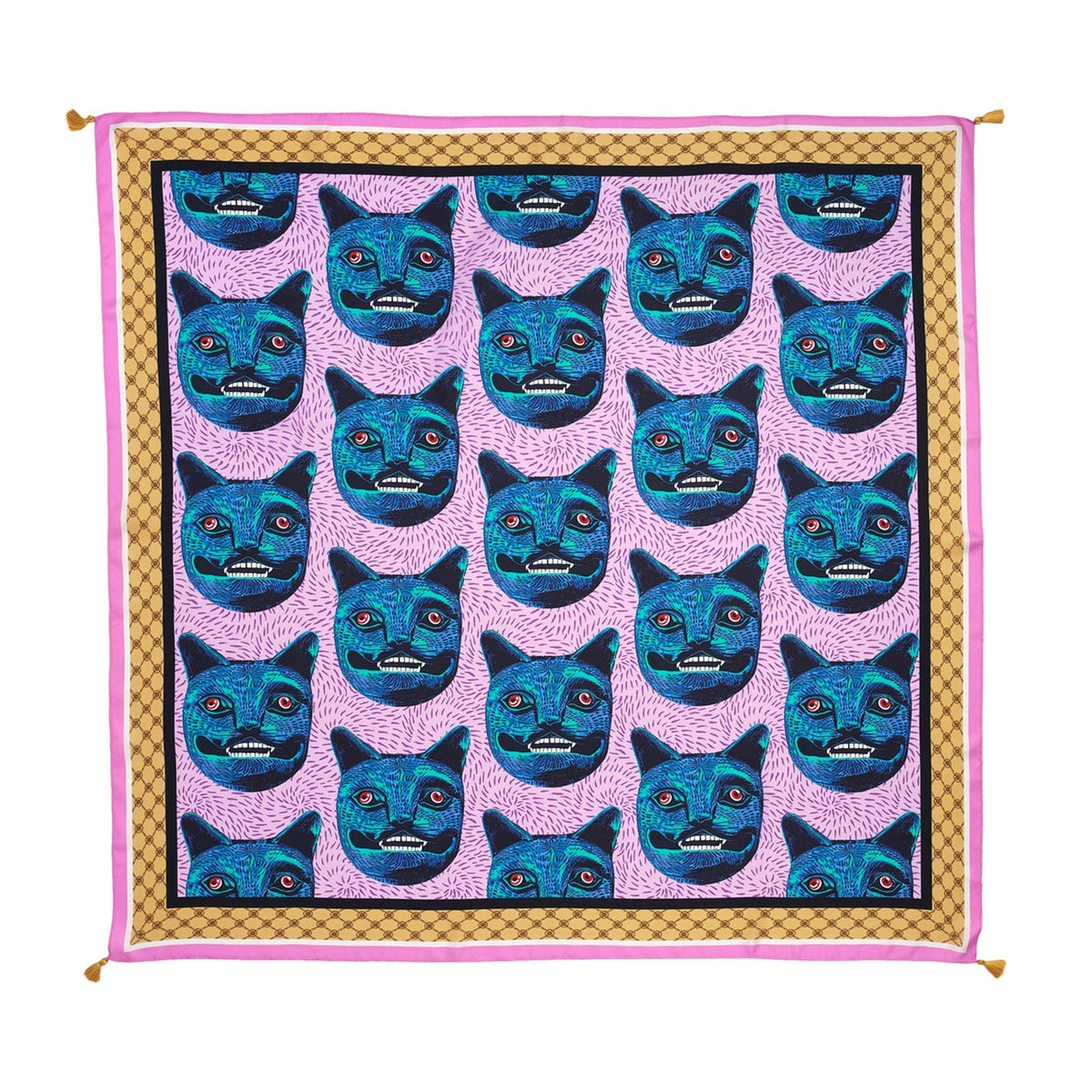 Purrquoise Cat Silk Scarf APPAREL La Vie Bien Purrquoise Cat Silk Scarf
