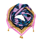 Purrquoise Cat Silk Scarf APPAREL La Vie Bien Purrquoise Cat Silk Scarf