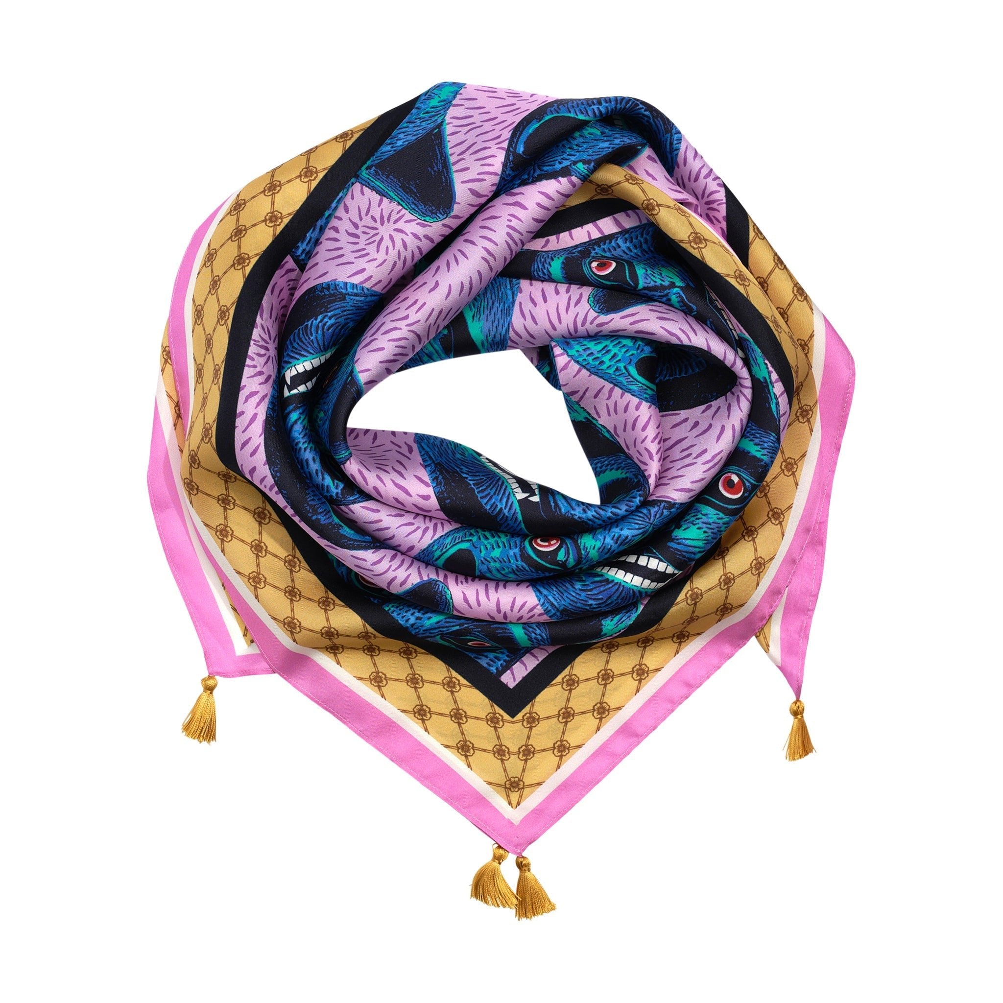 Purrquoise Cat Silk Scarf APPAREL La Vie Bien Purrquoise Cat Silk Scarf