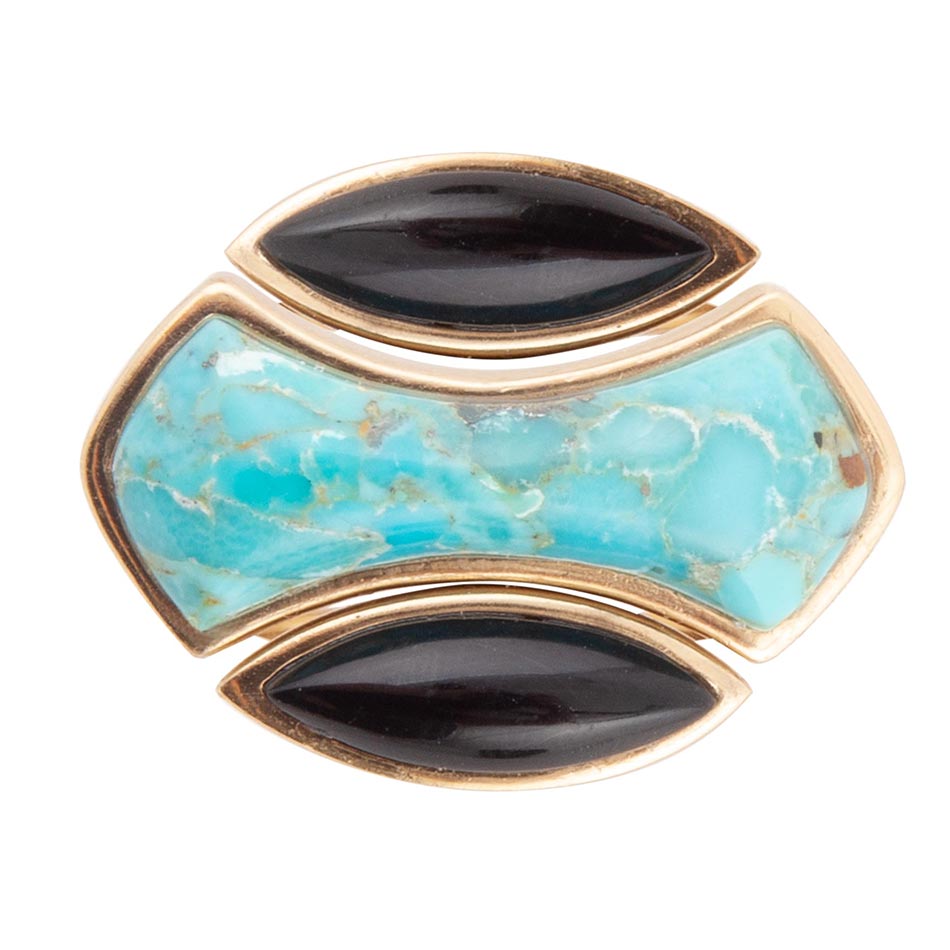 Puzzle Blue Turquoise and Black Onyx Golden Ring Set Rings La Vie Bien Puzzle Blue Turquoise and Black Onyx Golden Ring Set