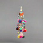 Pyramid XL Pom Pom Bag Charm | Handmade Zipper Pull with Beads and Shells | Thailand Zipper Pulls La Vie Bien Pyramid XL Pom Pom Bag Charm | Handmade Zipper Pull with Beads and Shells | Thailand