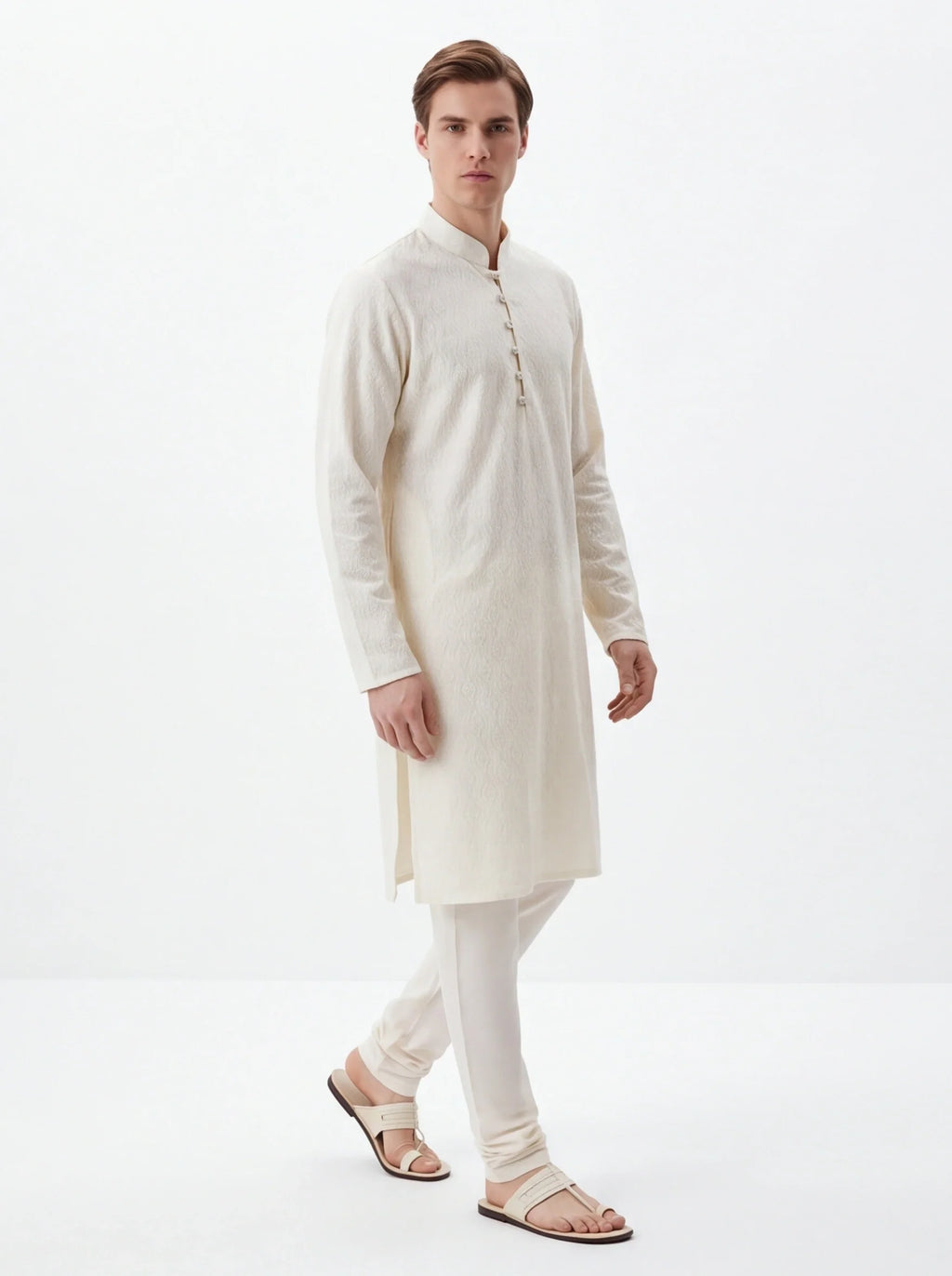 2071 - Off white chickankari kurta set