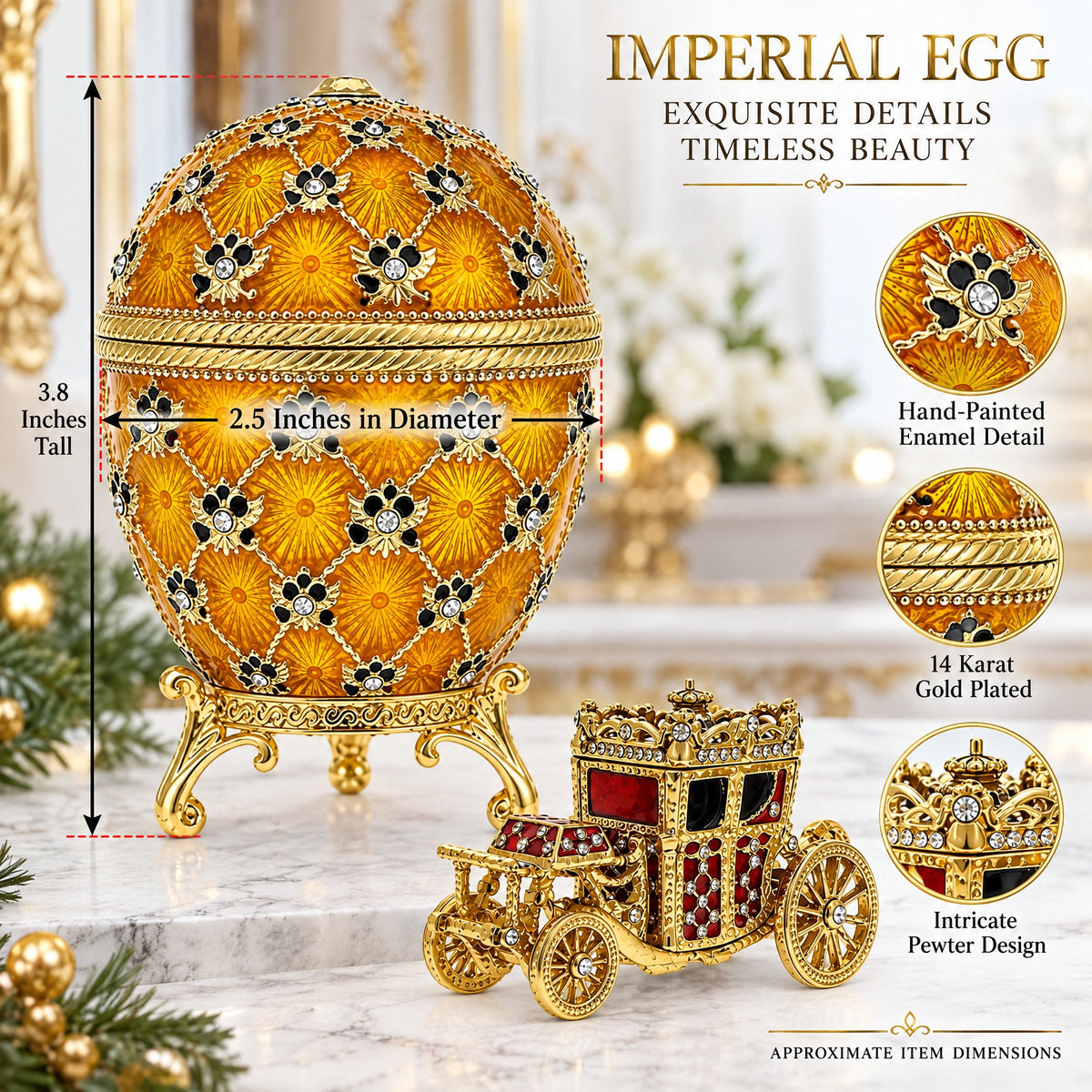 1897 Coronation Royal Imperial Easter Egg 3.8 Inches Tall