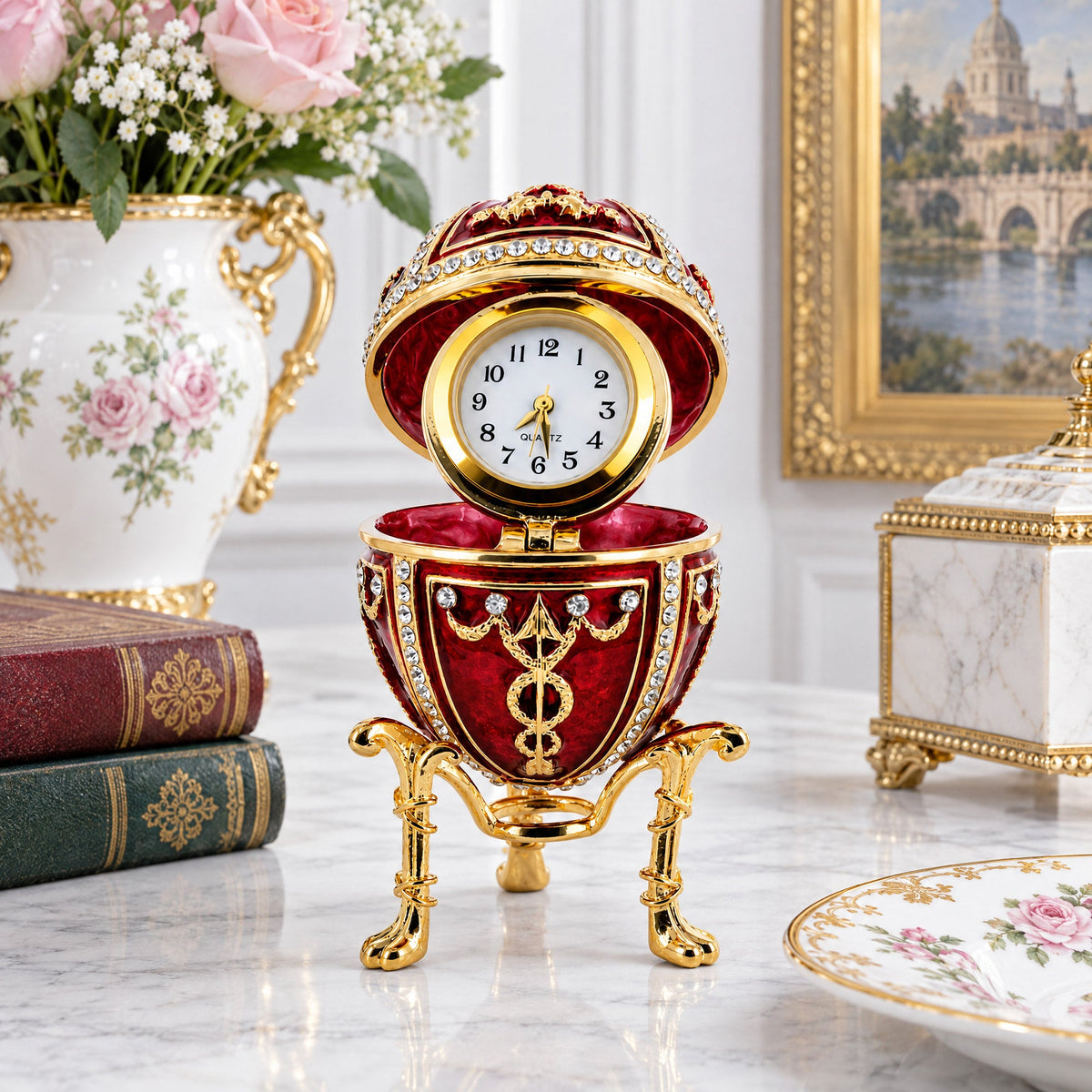 1895 Rosebud Royal Imperial Easter Egg with Clock Surprise