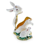 Bunny Family Jeweled Trinket Box Figurine