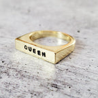 QUEEN Flat Top Band Ring: Gold Plated, Vermeil or Sterling Silver Finger Rings La Vie Bien QUEEN Flat Top Band Ring: Gold Plated, Vermeil or Sterling Silver