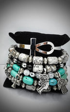 Queen Nefertiti Map Stone Jasper and Turquoise Bracelet set