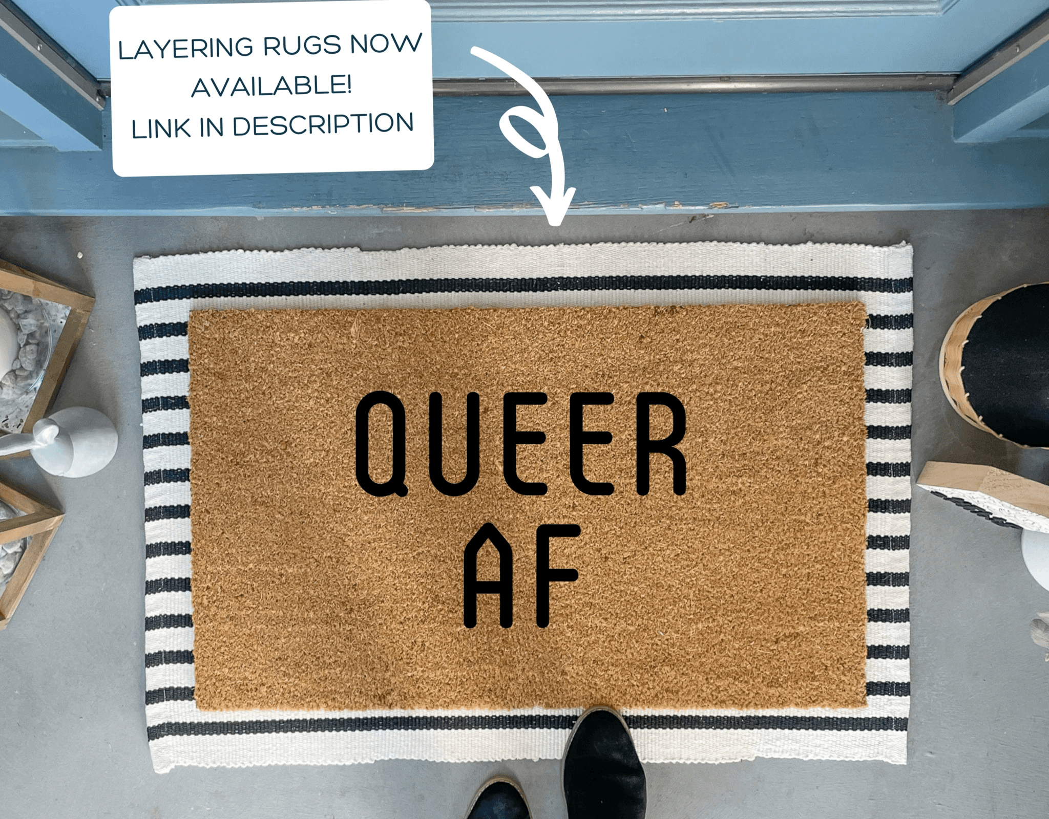QUEER AF Pride Doormat by Nickel Designs Custom Doormats