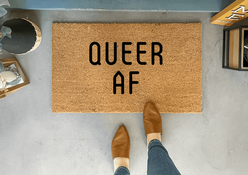 QUEER AF Pride Doormat by Nickel Designs Custom Doormats