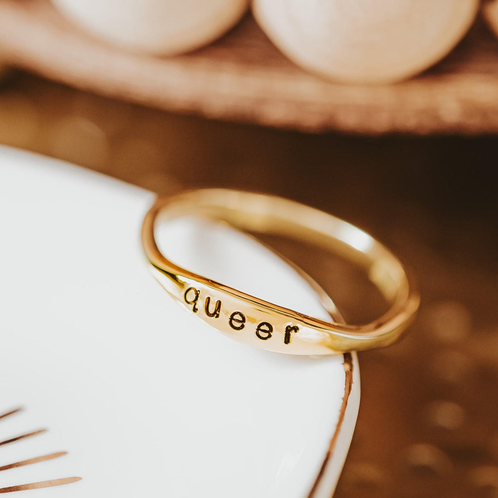QUEER Dainty Gold Plated or Sterling Silver Ring Finger Rings La Vie Bien QUEER Dainty Gold Plated or Sterling Silver Ring