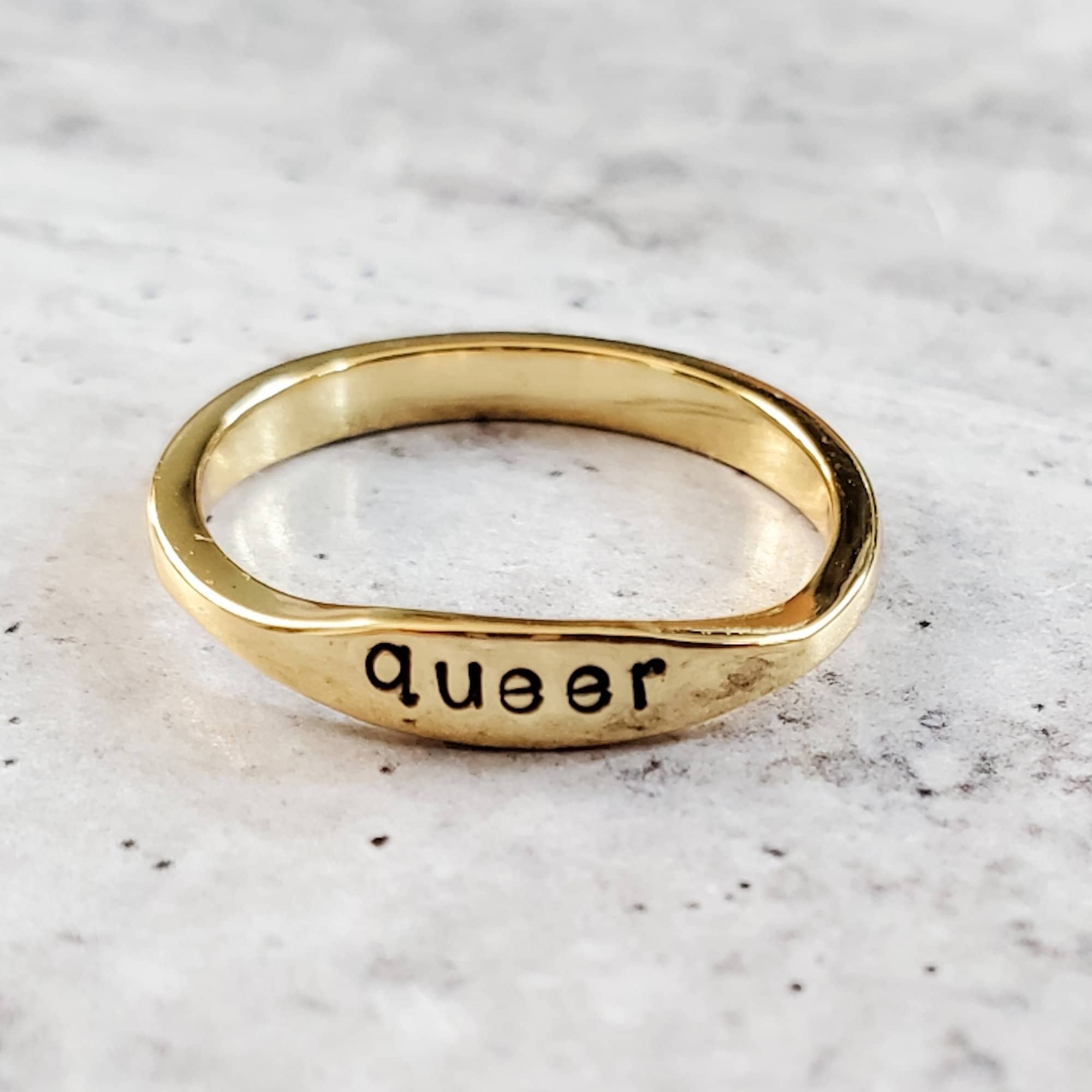 QUEER Dainty Gold Plated or Sterling Silver Ring Finger Rings La Vie Bien QUEER Dainty Gold Plated or Sterling Silver Ring