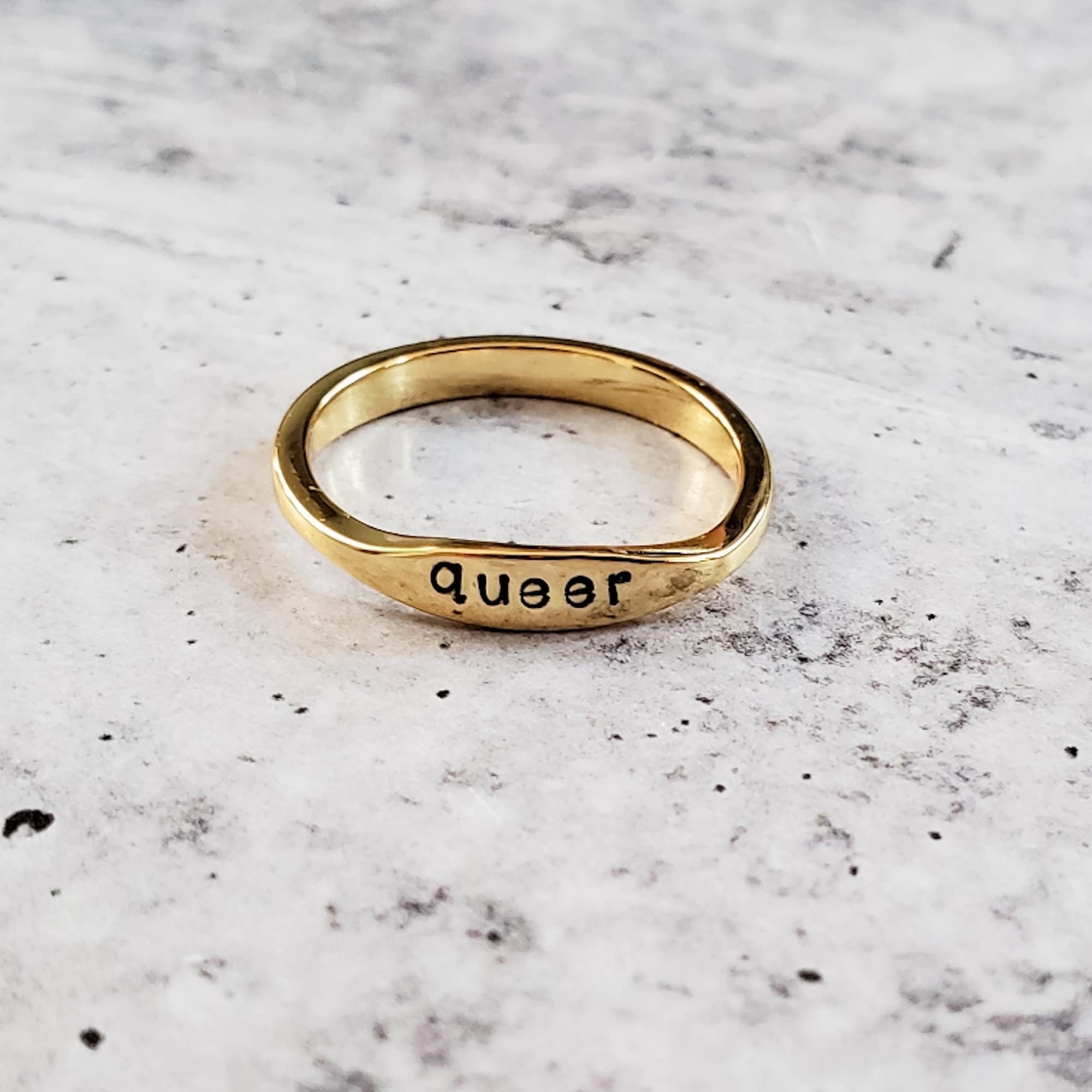 QUEER Dainty Gold Plated or Sterling Silver Ring Finger Rings La Vie Bien QUEER Dainty Gold Plated or Sterling Silver Ring