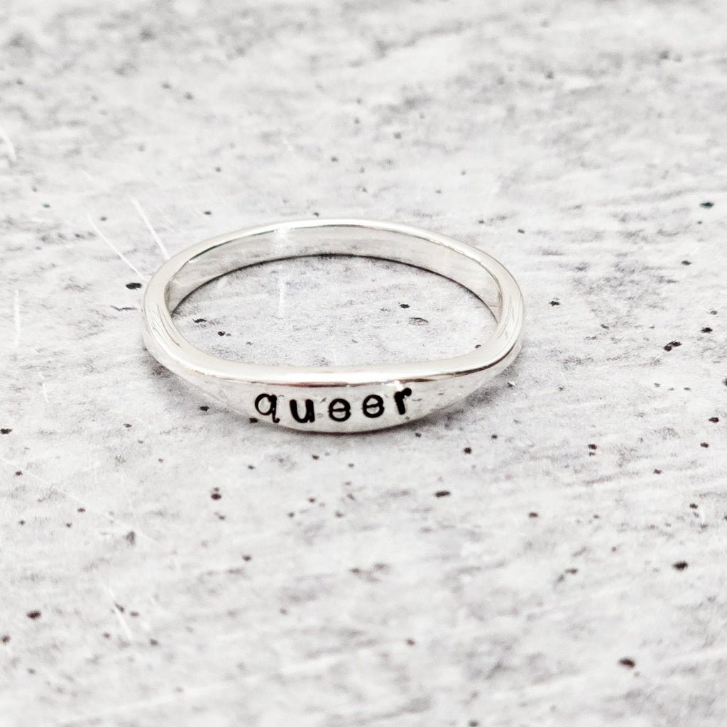 QUEER Dainty Gold Plated or Sterling Silver Ring Finger Rings La Vie Bien QUEER Dainty Gold Plated or Sterling Silver Ring