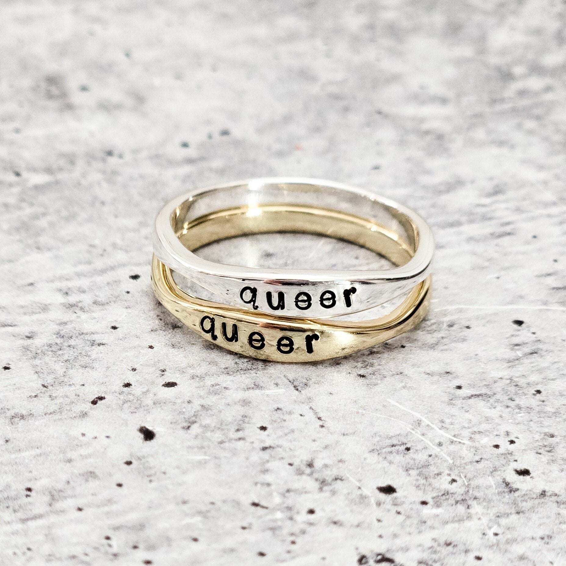 QUEER Dainty Gold Plated or Sterling Silver Ring Finger Rings La Vie Bien QUEER Dainty Gold Plated or Sterling Silver Ring