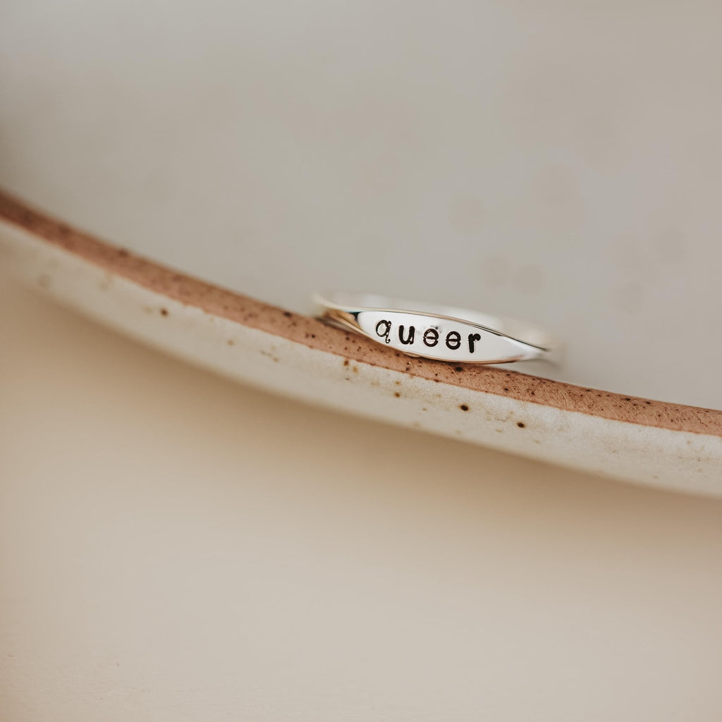 QUEER Dainty Gold Plated or Sterling Silver Ring Finger Rings La Vie Bien QUEER Dainty Gold Plated or Sterling Silver Ring